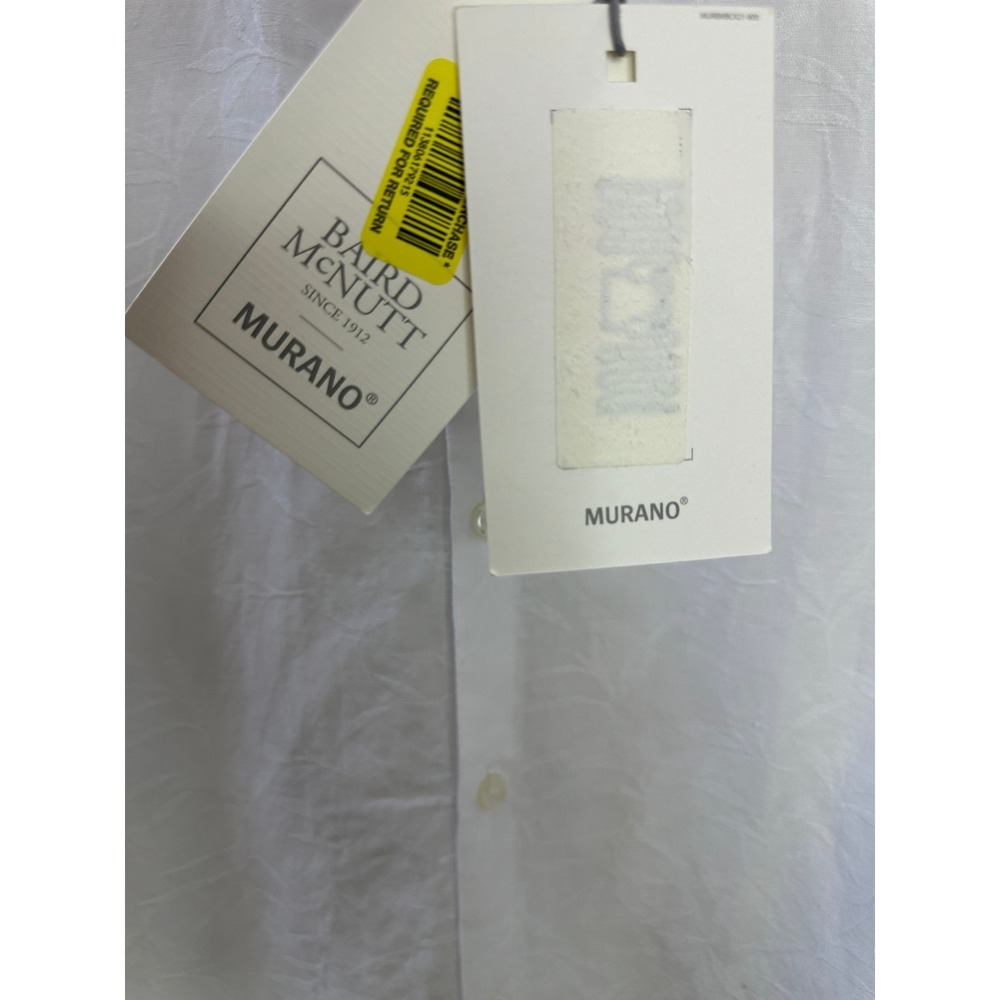 NWT Murano Baird McNutt Linen Blend Shirt White Floral Texture LS Slim Fit Large - Picture 13 of 16